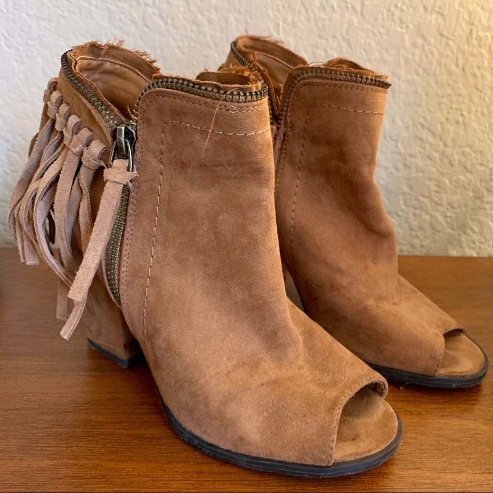 Fringe suede booties